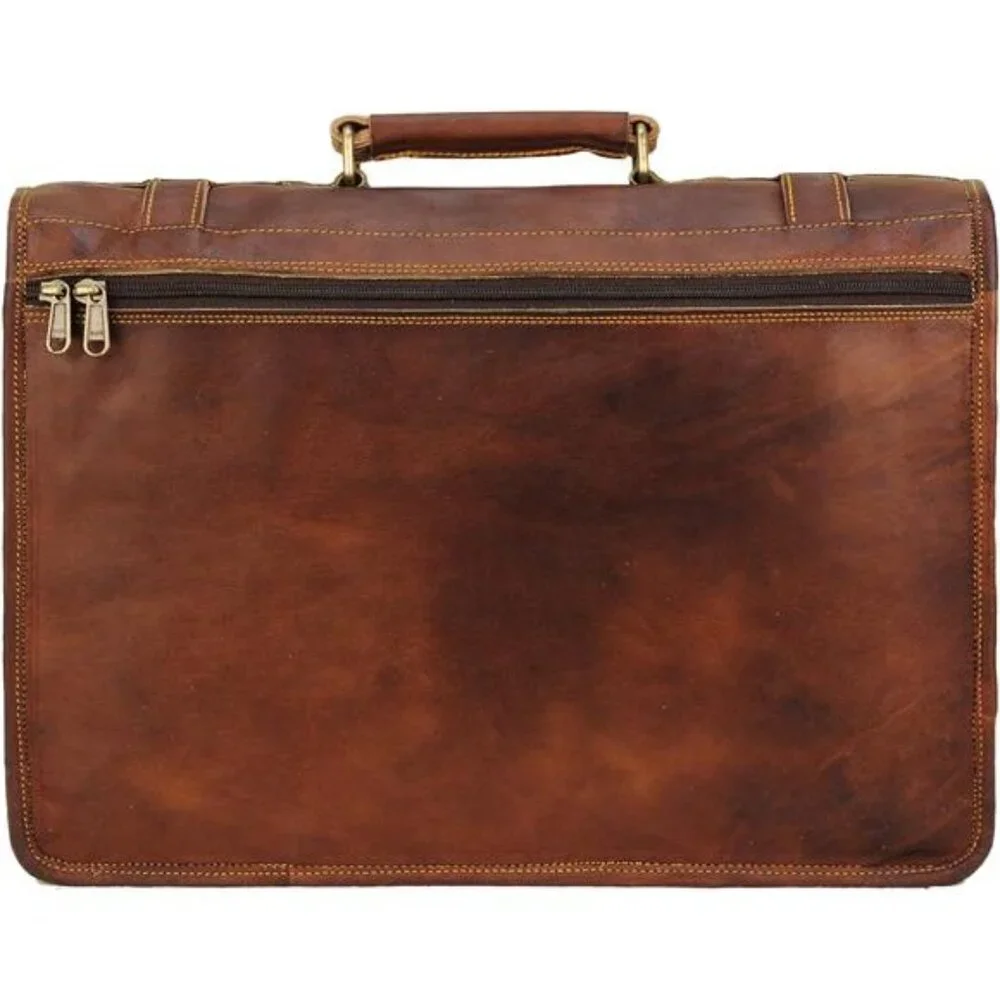 15 Inch Brown Leather Messenger Bag for Men and Women | Best Laptop Briefcase